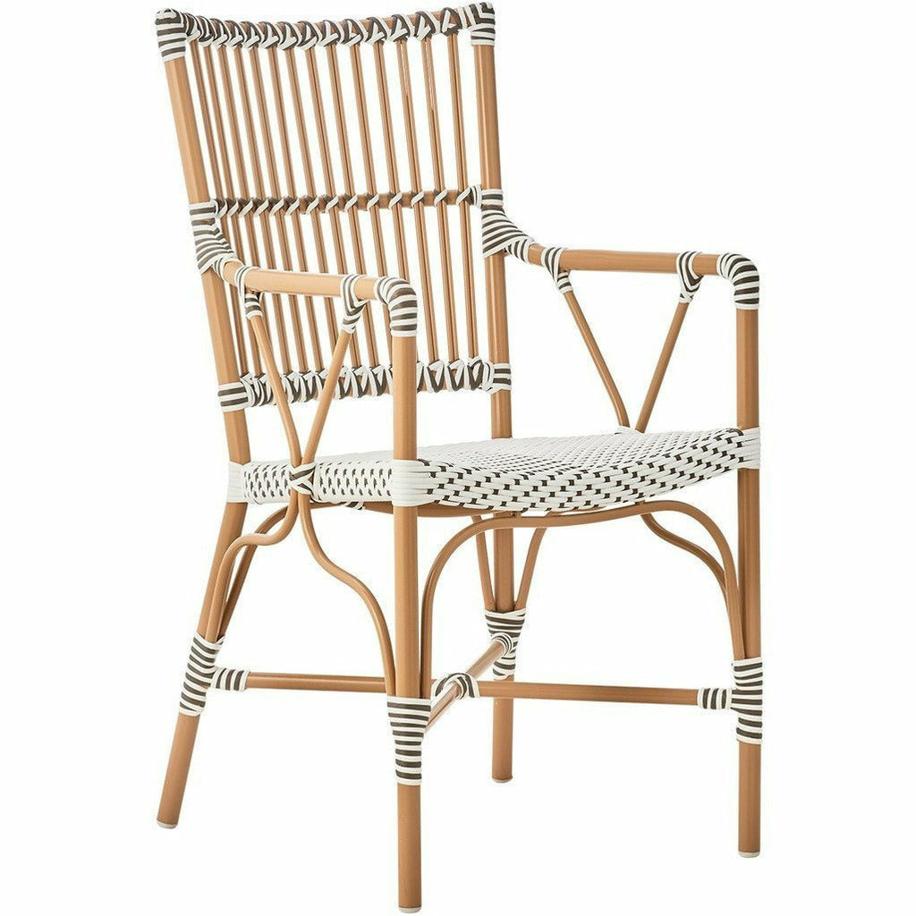 Sika Design Alu Affaire Monique Dining Arm Chair, Outdoor-Dining Chairs-Sika Design-White / Cappuccino Dots-Heaven's Gate Home, LLC