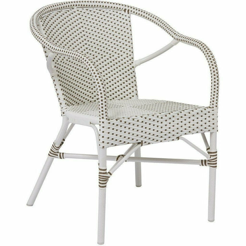 Sika Design Alu Affaire Madeleine Dining Arm Chair, Outdoor-Dining Chairs-Sika Design-White / Cappuccino Dots-Heaven's Gate Home, LLC