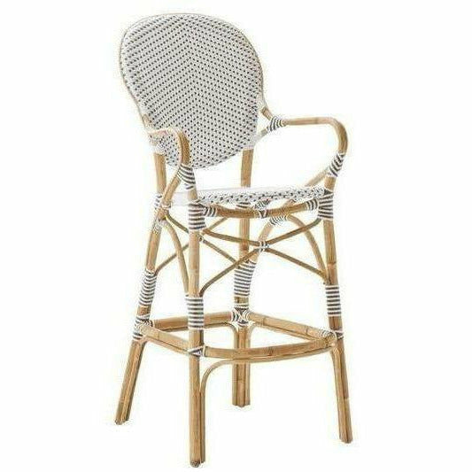 Sika-Design Affaire Isabell Rattan Bar Stool, Indoor/Covered Outdoor-Bar Stools-Sika Design-White / Cappuccino Dots-Heaven's Gate Home, LLC